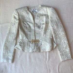Rimini Saks Fifth Avenue Cream Blazer Size 6 Vintage Shoulder Pads